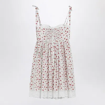 Dolce & Gabbana Lace-trimmed Floral-print Cotton-blend Poplin Bustier Mini Dress In Multi