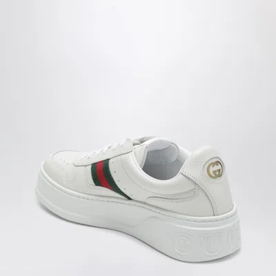 Gucci Women White Sneakers With Web Detail And Oversized Sole In Leather Woman In Multi