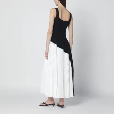 Simkhai Zayla Black And White Dress With Pleated Skirt And Squared Neckline In Tech Fabric Woman