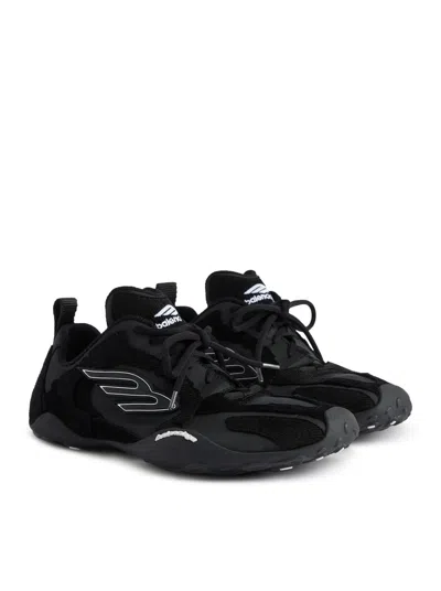 Balenciaga Black Canvas And Corduroy Monday Ultra Sneakers In Multi