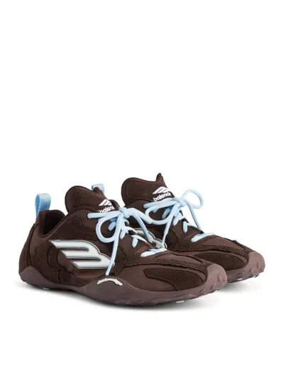 Balenciaga Women Brown Canvas And Corduroy Monday Ultra Sneakers In Multi