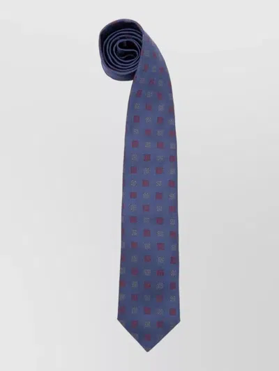 Brunello Cucinelli Slim Tie Patterned Design Pointed Tip In Blue