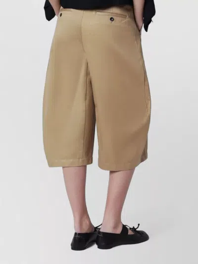 Sacai Womens Beige Wide-leg Belted Cotton Chino Shorts In Brown