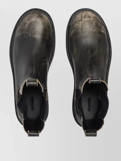 Balenciaga Strike Distressed Leather Chelsea Boots In Black