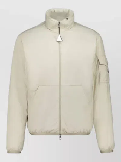 Moncler Beige Logo Patch Jacket In Neutral