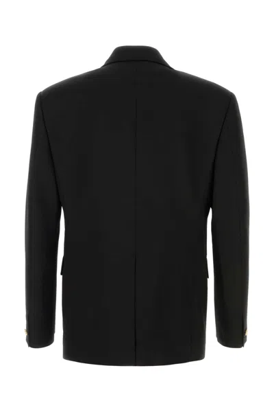 Versace Black Wool Blazer In Black