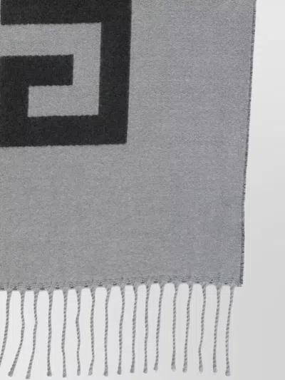 Givenchy Rectangular Scarf Soft Drape Fringed Edges In Gray