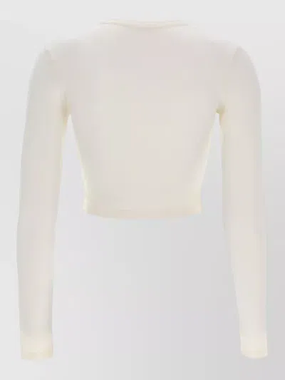 Jil Sander Fitted Cropped Polyamide-blend Long Sleeve Top In Neutral