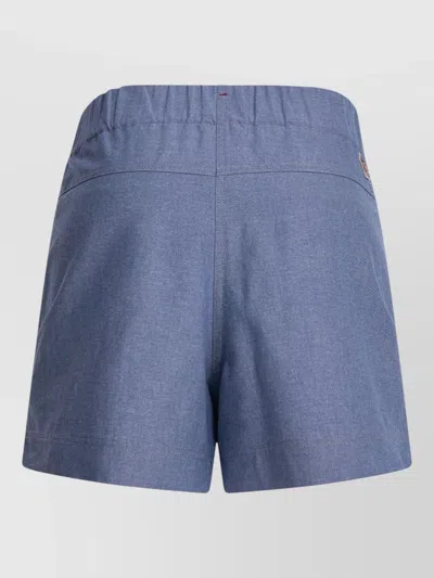 Moncler Women Light Blue Chambray Cotton Shorts, 26 Luxury Shorts For Women Darveys In Blue