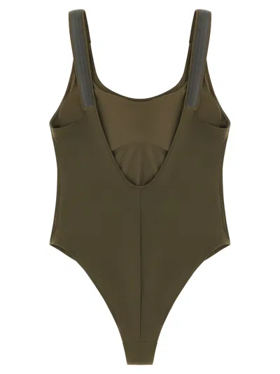 Brunello Cucinelli One Piece Swimsuit Scoop Neckline High Cut In Gray
