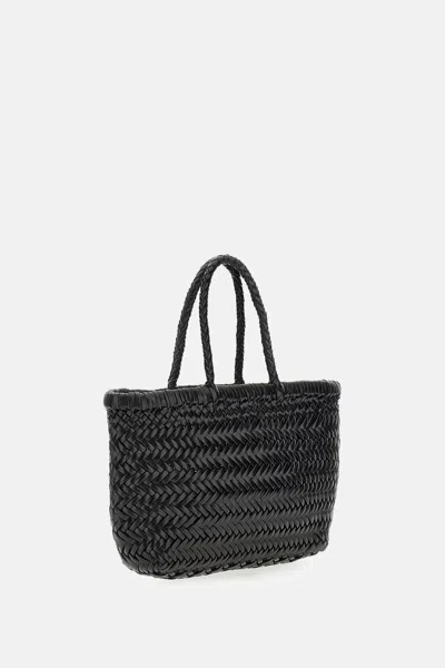 Dragon Diffusion Mini Flat Gora Woven Leather Top Handle Bag In Multi