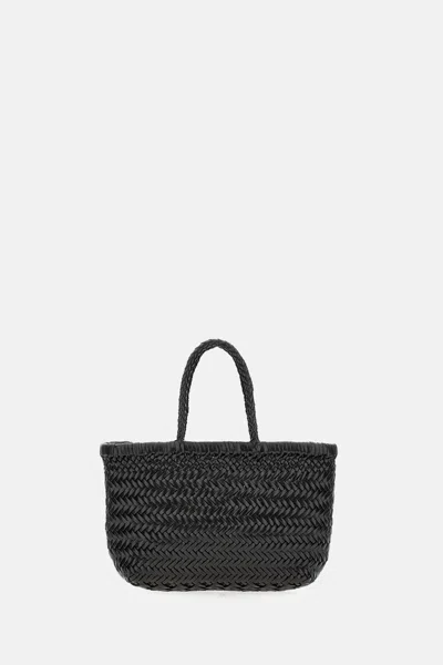 Dragon Diffusion Mini Flat Gora Woven Leather Top Handle Bag In Multi
