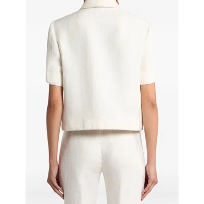 Etro Short-sleeved Cropped Linen Jacket With Pegaso Buttons In White