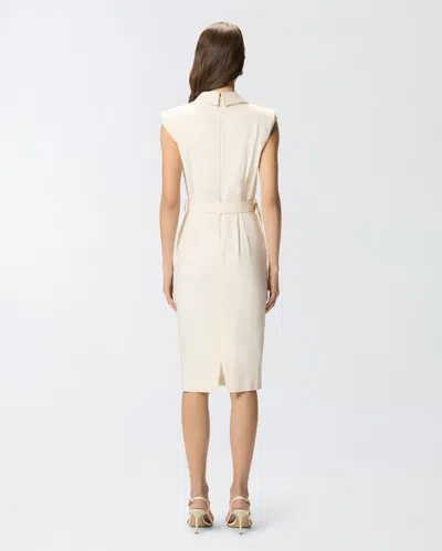 Pinko Amadine Dress Belted Waist Sleeveless V Neckline In Multi