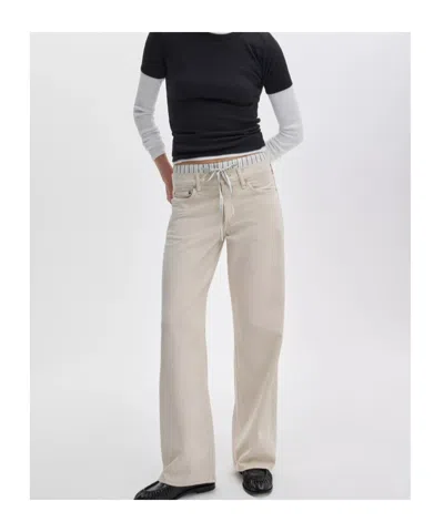 Rag & Bone Featherweight Saige Low Rise Full Boxer Straight Jeans In White