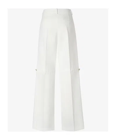 Fendi White Technical Canvas Straight-leg Trousers In White