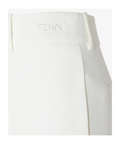 Fendi White Technical Canvas Straight-leg Trousers In White