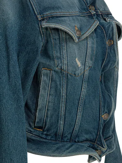 Acne Studios Wavy-construction Buttoned Denim Jacket In Blue