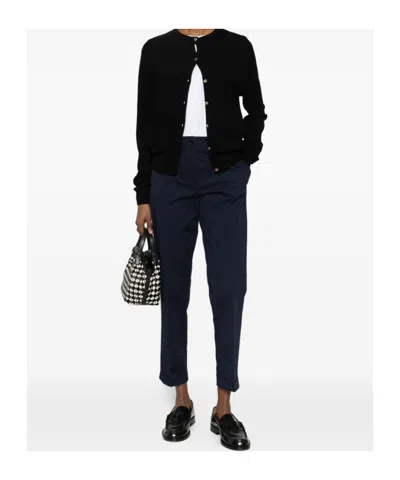 Aspesi Classic Trousers In Navy Blue Cotton In Black