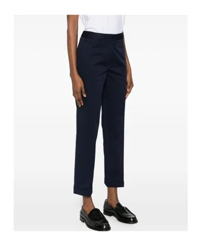 Aspesi Classic Trousers In Navy Blue Cotton In Black