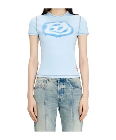 Diesel Blue Slim Graffiti-effect Logo T-shirt In Blue