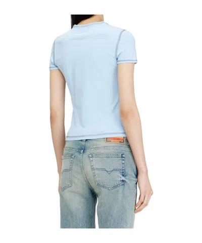 Diesel Blue Slim Graffiti-effect Logo T-shirt In Blue