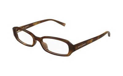 Saint Laurent Rectangle-frame Glasses In Brown
