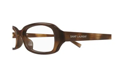 Saint Laurent Rectangle-frame Glasses In Brown