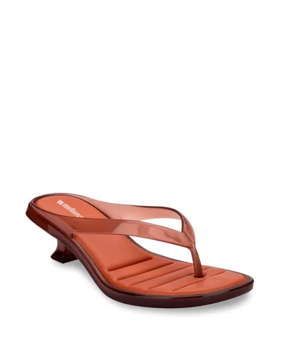 Melissa Jelly Kitten Heel Flip Flops Brown In Orange