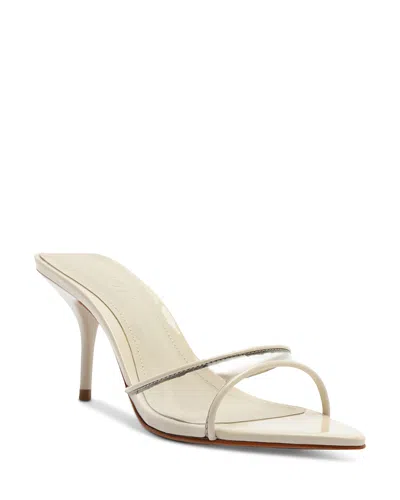 Schutz 75mm Elodie Vinyl Metallic Leather Mules In Silver