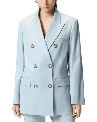 Pinko Blazer Double Breasted Notched Lapels Pockets In Blue