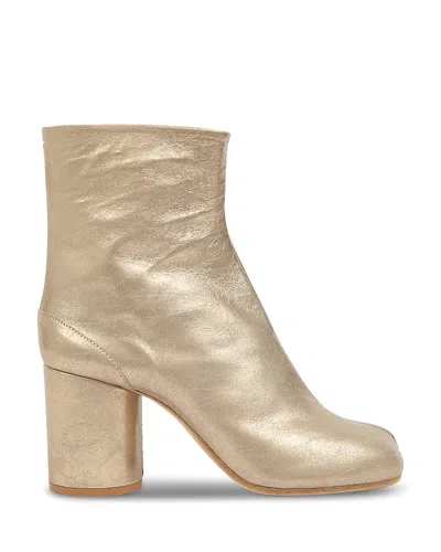 Maison Margiela 80mm Tabi Metallic Leather Split-toe Ankle Boots In Multi