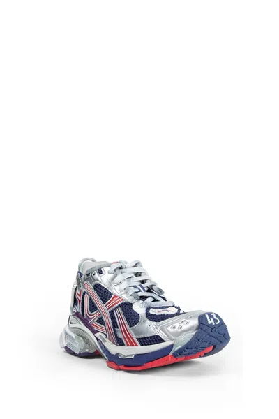 Balenciaga Mesh Panel Runner Sneakers Reflective Elements In Blue