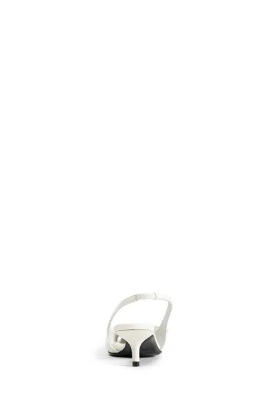 Courrèges White Fold Iced Leather Slingback Heels In White