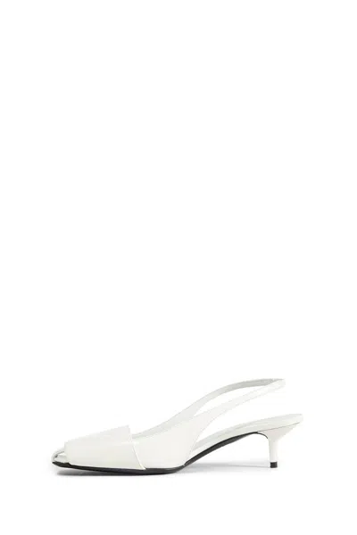 Courrèges White Fold Iced Leather Slingback Heels In White