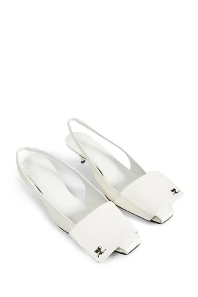 Courrèges White Fold Iced Leather Slingback Heels In White