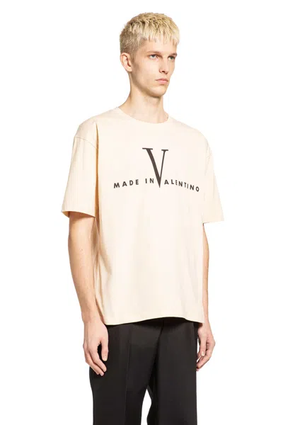 Valentino Garavani Cotton T-shirt With Made In Print Clothing In Nude