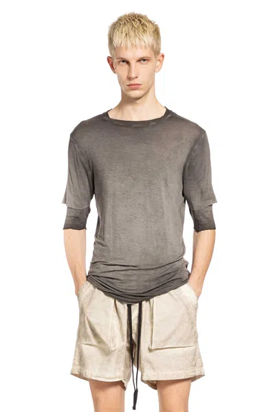Thom Krom 940 Raw-cut Double-layer T-shirt In Gray