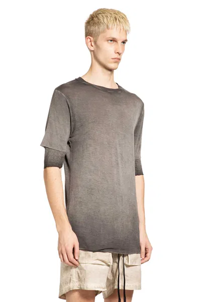 Thom Krom 940 Raw-cut Double-layer T-shirt In Gray