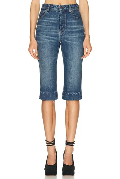 Chloé Straight Trousers Belt Loops Contrast Stitching In Blue