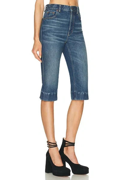 Chloé Straight Trousers Belt Loops Contrast Stitching In Blue