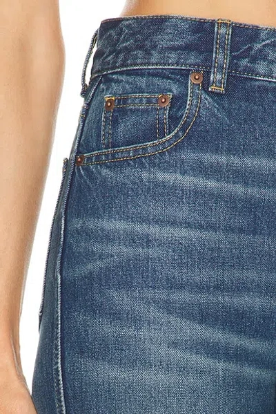 Chloé Straight Trousers Belt Loops Contrast Stitching In Blue