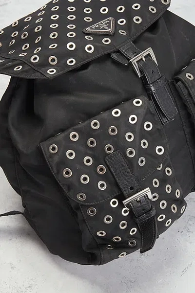 Pre-owned Prada Grommet Embellished Tessuto Backpack In Black