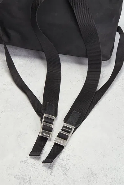 Pre-owned Prada Grommet Embellished Tessuto Backpack In Black