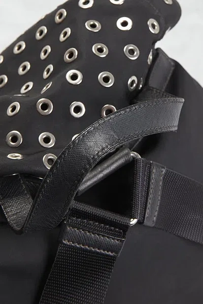 Pre-owned Prada Grommet Embellished Tessuto Backpack In Black