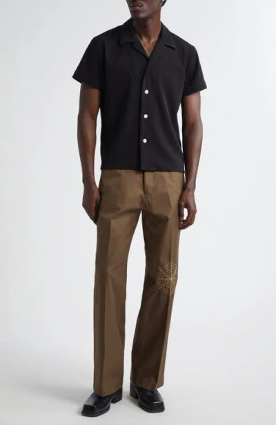 Second / Layer Second Layer Angel Embroidered Pants In Brown