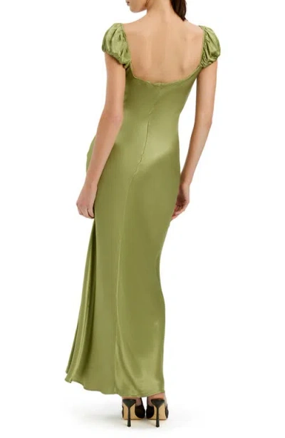 Bardot Stasia Satin Maxi Slip Dress In Green