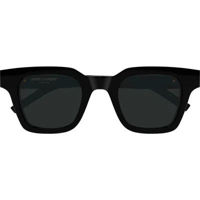 Saint Laurent Corner Angle 47mm Rectangular Sunglasses In Black