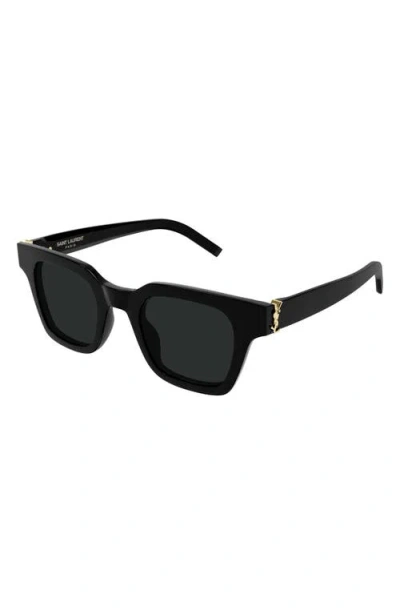 Saint Laurent Corner Angle 47mm Rectangular Sunglasses In Black
