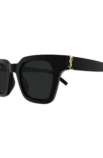 Saint Laurent Corner Angle 47mm Rectangular Sunglasses In Black